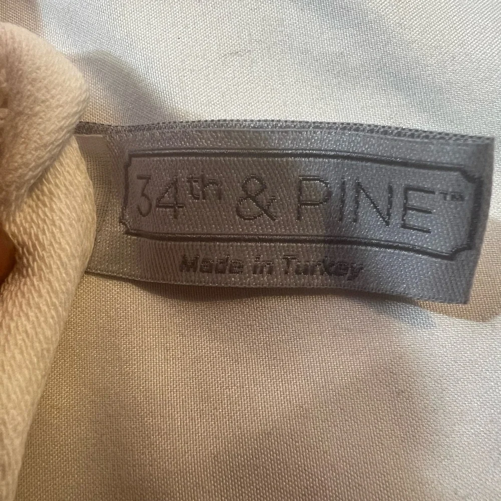 Elegant White and Tan Tree Embroidered Towels
